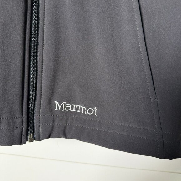 Marmot Black Soft Shell Vest With Faux Fur Hood Women's SIZE SMALL - Picture 6 of 7